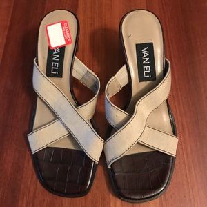 Closeout! Vaneli Tan Linen Heels